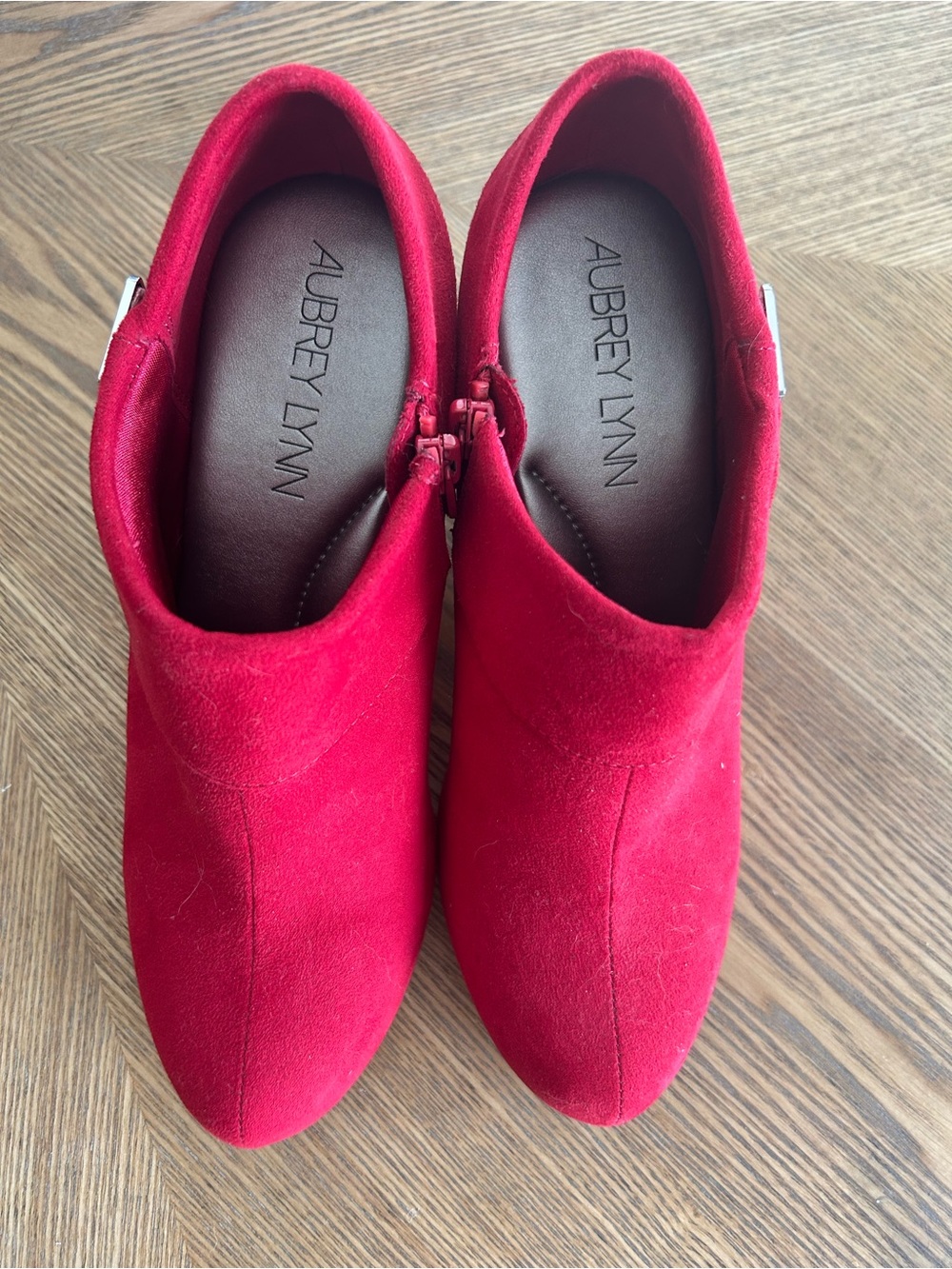 Aubrey Lynn Red Suede Women's Ankle Booties